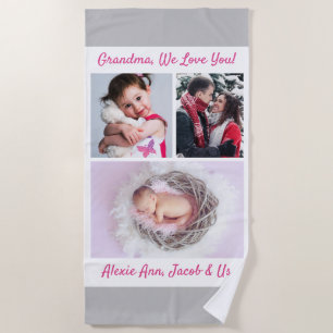Serviette De Plage Grand-mère Nous t'aimons ! Messages do-it-yourself