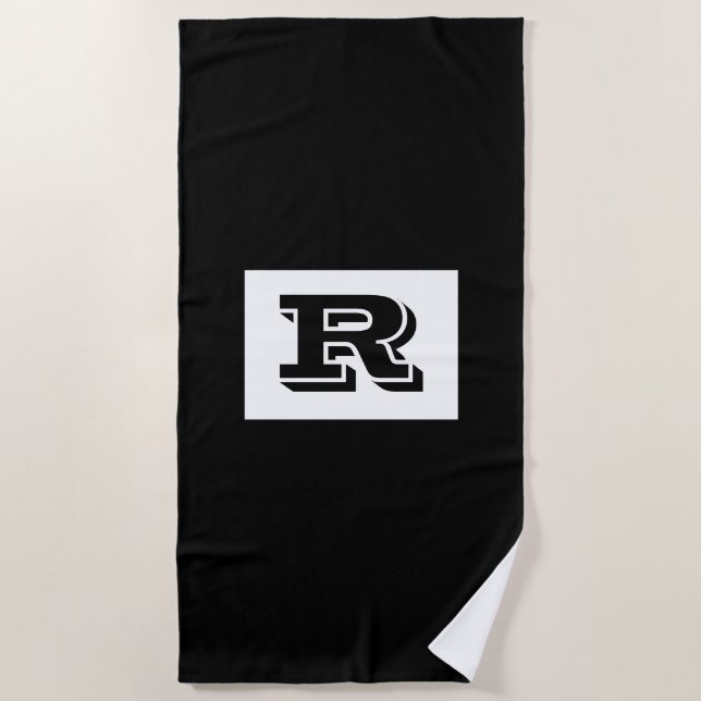 Serviette De Plage Grand Monogramme noir en gras, noir (Devant)