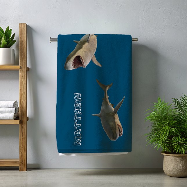 Serviette De Plage Grand requin blanc personnalisé (Créateur téléchargé)
