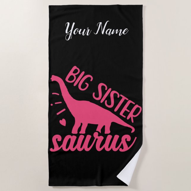 Serviette De Plage Grande soeur Saurus en rose (Devant)
