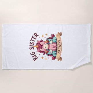Serviette De Plage Grande sœur vintage de jumelles Licorne Sœur Cut