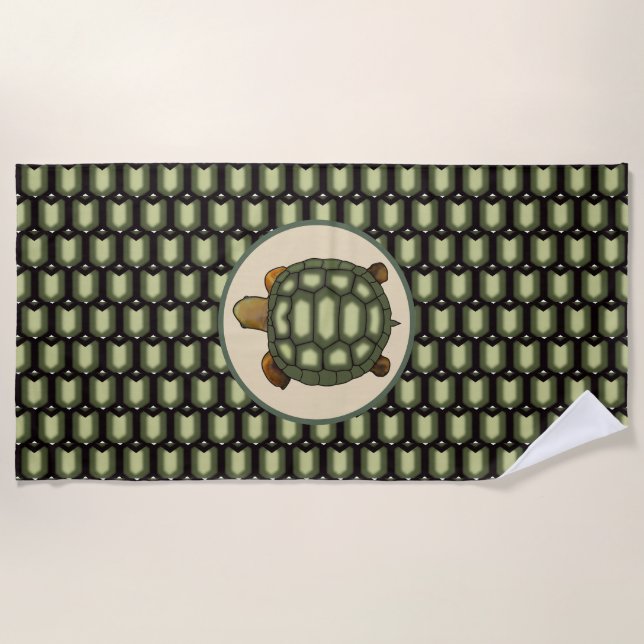 Serviette De Plage Grande Tortue et Écaille de Tortue  (Devant)