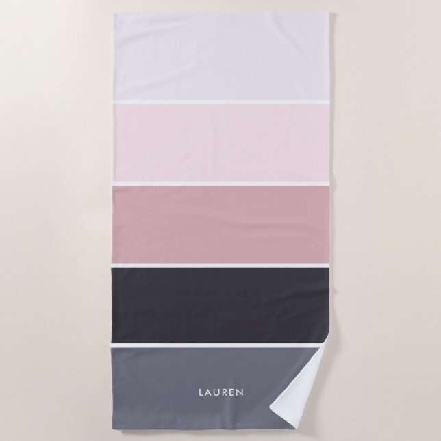 Serviette De Plage Grandes bandes Fille Moderne Personnalisées (Devant)