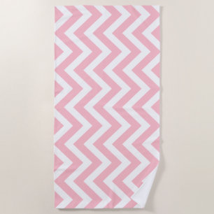 Serviette De Plage Grandes rayures verticales roses et blanches