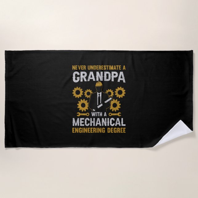 Serviette De Plage Grandpa With A Mechanical Engineering (Devant)