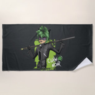 Serviette De Plage Graphique de caractère noir de la bande de rebond
