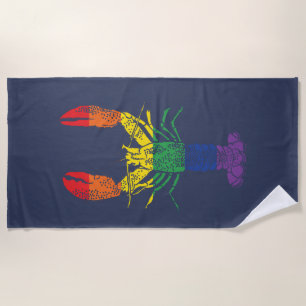 Serviette De Plage Graphique de homard avec Fierté Arc-en-ciel