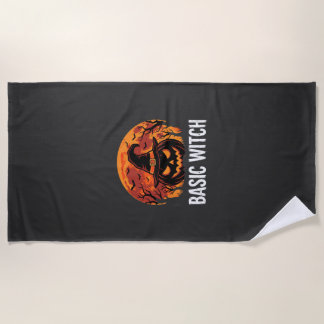 Serviette De Plage Graphique de lune de citrouille de sorcière de bas