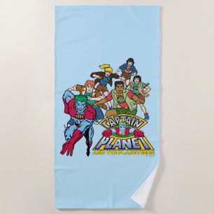 Serviette De Plage Graphique du logo Captain Planet & Planeteers Grou
