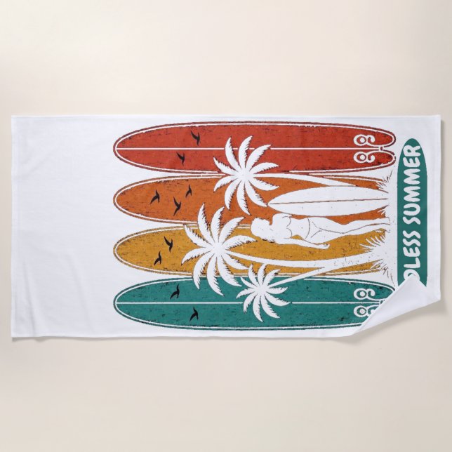 Serviette de plage graphique planche de surf vinta (Devant)