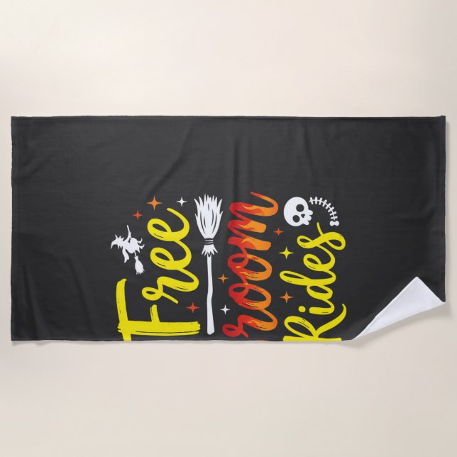 Serviette De Plage Graphisme de sorcière de manèges de balai gratuits (Devant)