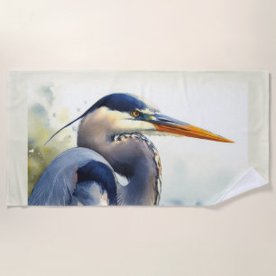 Serviette De Plage Great Blue Heron Faune Mer Terres Humides Oiseaux