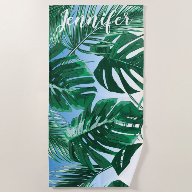 Serviette De Plage Green Custom Tropical Island Vacances Party (Devant)