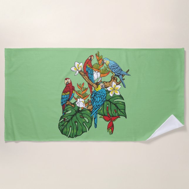 Serviette de plage Green Macaw (Devant)