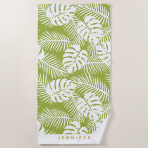 Serviette De Plage Green Palm Feuille Rainforest Motif Personnalisé