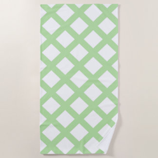 Serviette De Plage Green White Checker Diamond Pattern