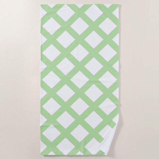 Serviette De Plage Green White Checker Diamond Pattern (Devant)