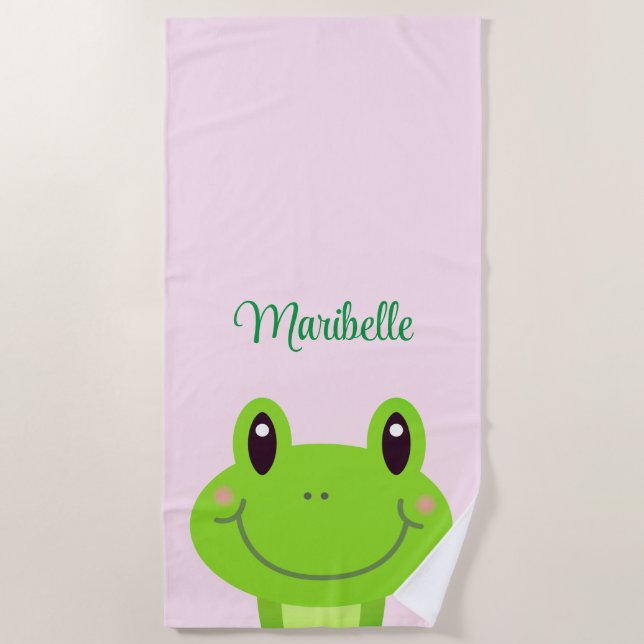 Serviette De Plage Grenouille mignonne rose fille été (Devant)