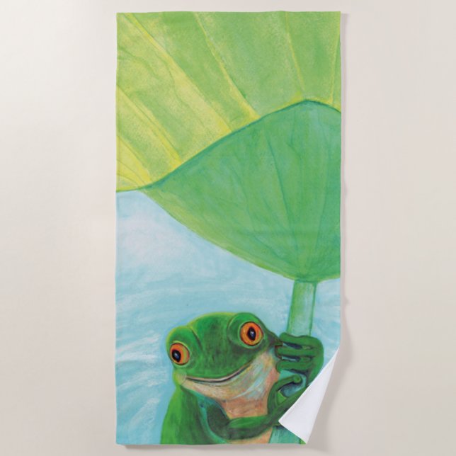 Serviette De Plage Grenouille verte sous Pad Lily (Devant)