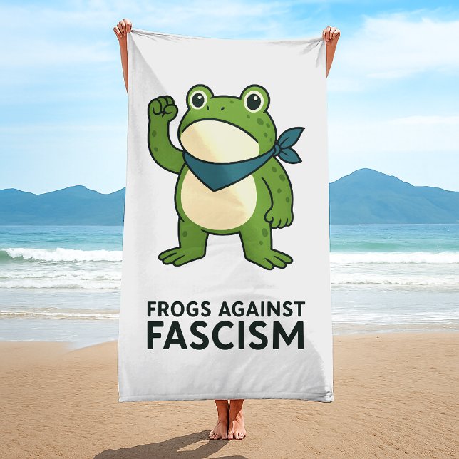 Serviette De Plage Grenouilles Contre le Fascisme Grenouille de Prote (Créateur téléchargé)