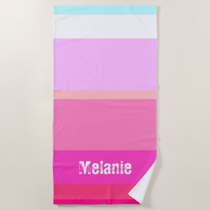 Serviette De Plage Grilles roses chaudes modernes personnalisées
