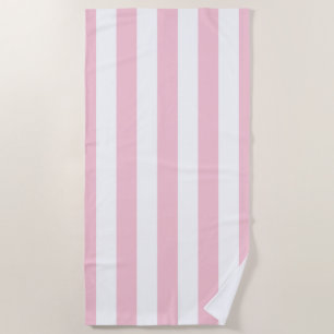 Serviette De Plage Grilles Verticales Bébé Rose Et Blanc Gratté