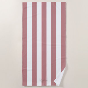 Serviette De Plage Grilles verticales épaisses Nom du Rose poussiéreu