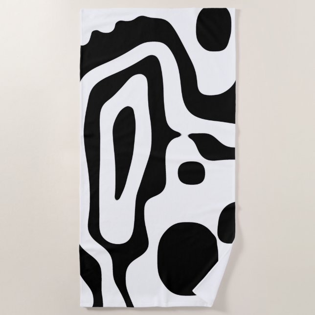 Serviette De Plage Grip Vise : Noir et Blanc Abstrait (Devant)