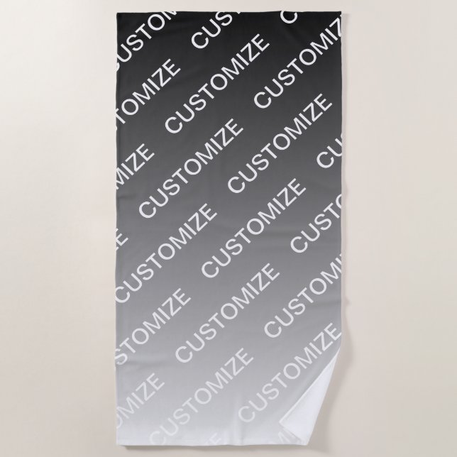 Serviette De Plage Gris (couleur changeable) Ombre & Motif de texte (Devant)