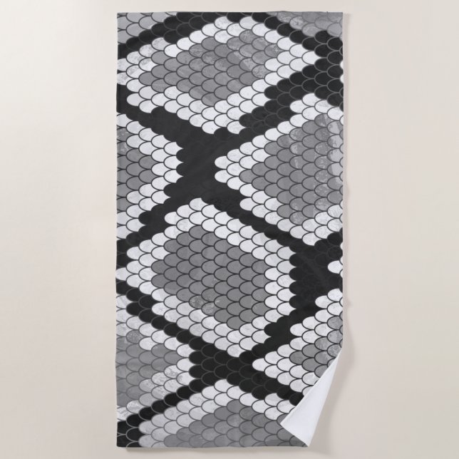 Serviette De Plage Gris Motif de serpent (Devant)
