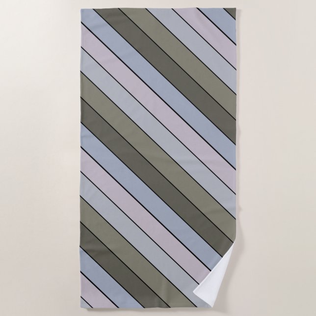 Serviette De Plage Gris Vert Et Gris Noir Sur Papier Aquarelle (Devant)