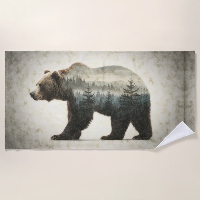 Serviette De Plage Grizzly Oear Wilderness Art (Devant)