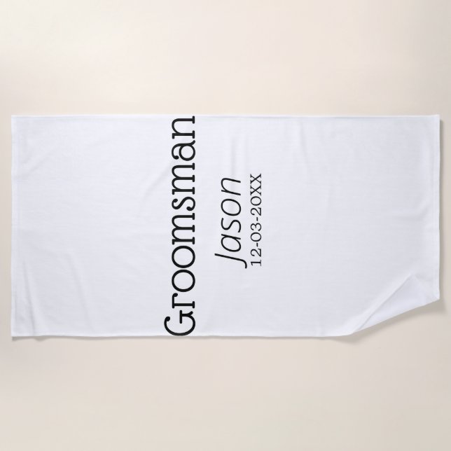Serviette De Plage groomsman bachelorette party ajouter nom moderne s (Devant)