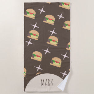 Serviette de plage Groovy Burger Chocolate Name