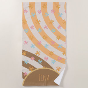 Serviette de plage Groovy Florals Rainbows Nom