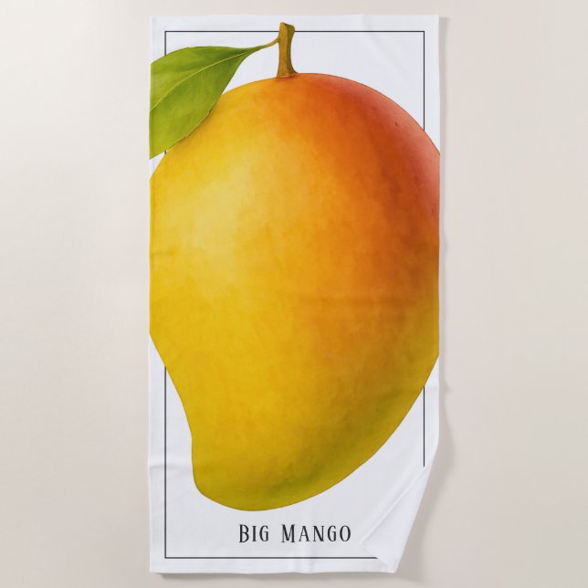 Serviette De Plage Gros Mango, Fruit Sucré et Nom (Devant)
