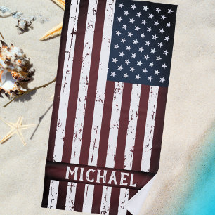 Serviette De Plage Grunge American Flag Personnalisé Patriotique