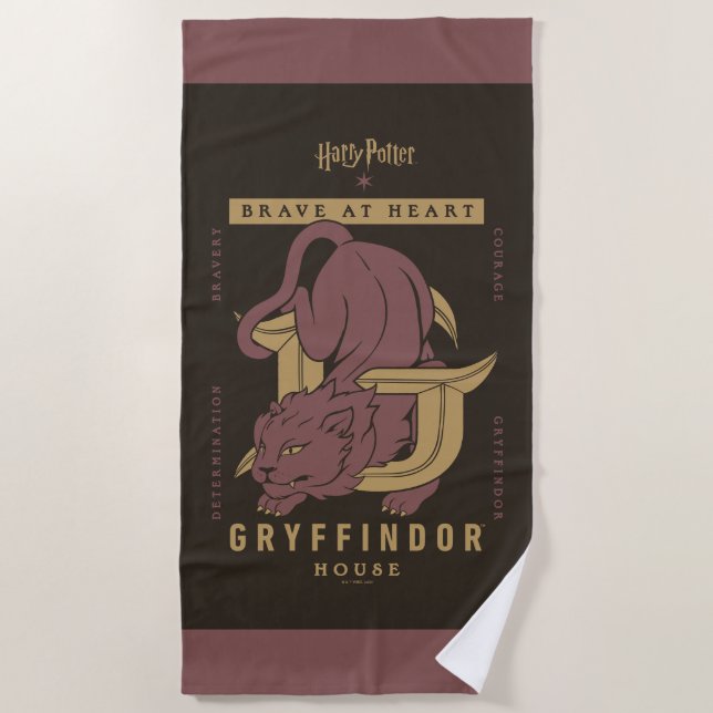 Serviette De Plage GRYFFINDOR™ Maison Brave au coeur (Devant)