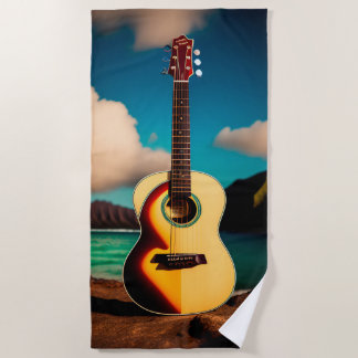 Serviette De Plage Guitare acoustique hawaïenne Beach Towel