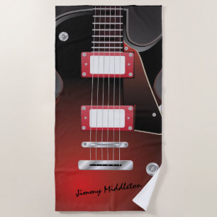 Serviette De Plage Guitare électrique - Rouge - Signature