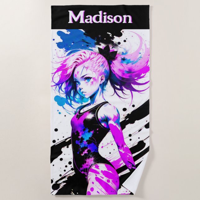 Serviette De Plage Gymnastique Esprit Abstrait de la Gymnaste Custom (Devant)