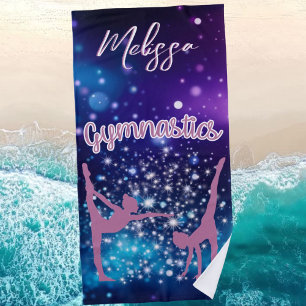 Serviette De Plage Gymnastique Galaxie Purple Turquoise Personnalisé