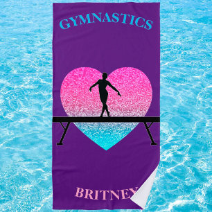 Serviette De Plage Gymnastique Poudre Coeur étincelant Purple Beach S