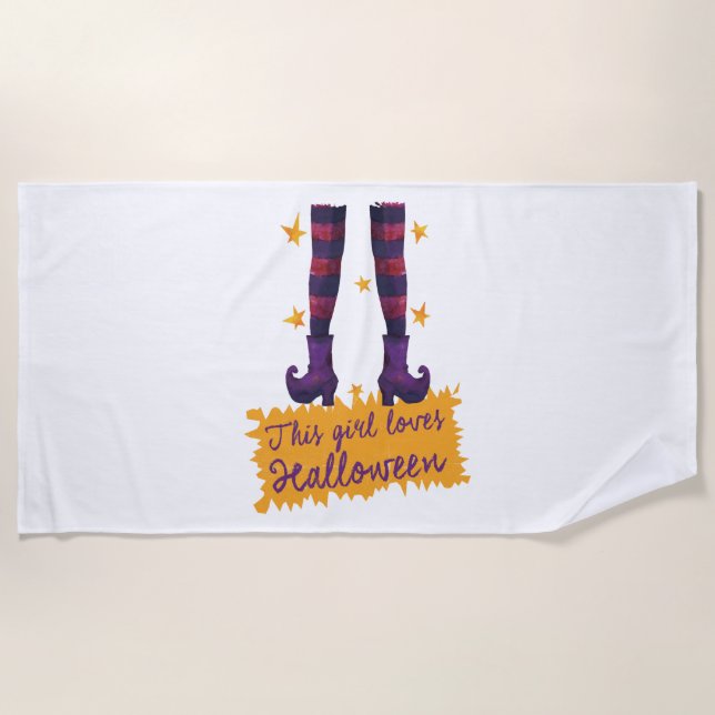 Serviette De Plage Halloween - Cette fille aime Halloween (Devant)