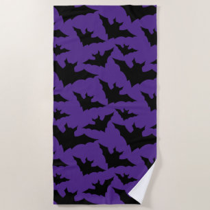 Serviette De Plage Halloween chauves-souris violet cool éffrayant mot