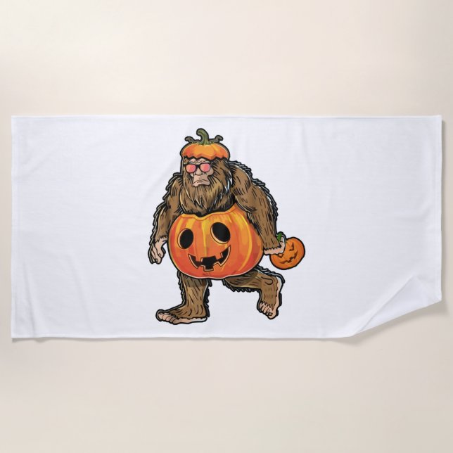 Serviette De Plage Halloween Citrouille Bigfoot (Devant)