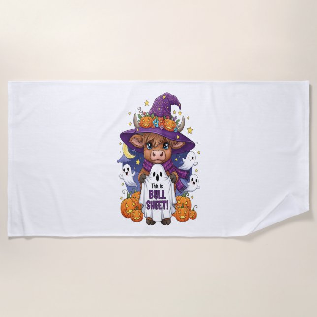 Serviette De Plage Halloween de la vache des Highlands (Devant)
