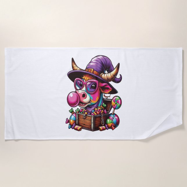Serviette De Plage Halloween de la vache Rainbow Highland (Devant)