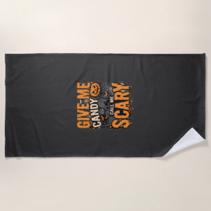 Serviette De Plage Halloween Donnez-moi des bonbons Chat effrayant