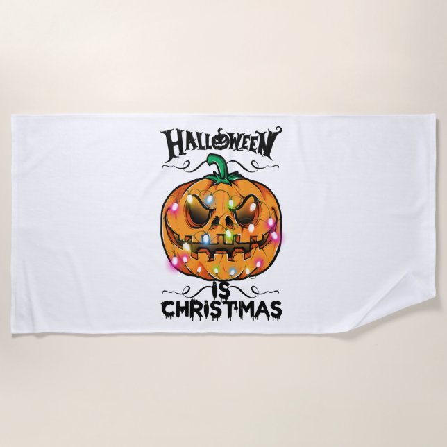 Serviette De Plage Halloween est Noël (Devant)